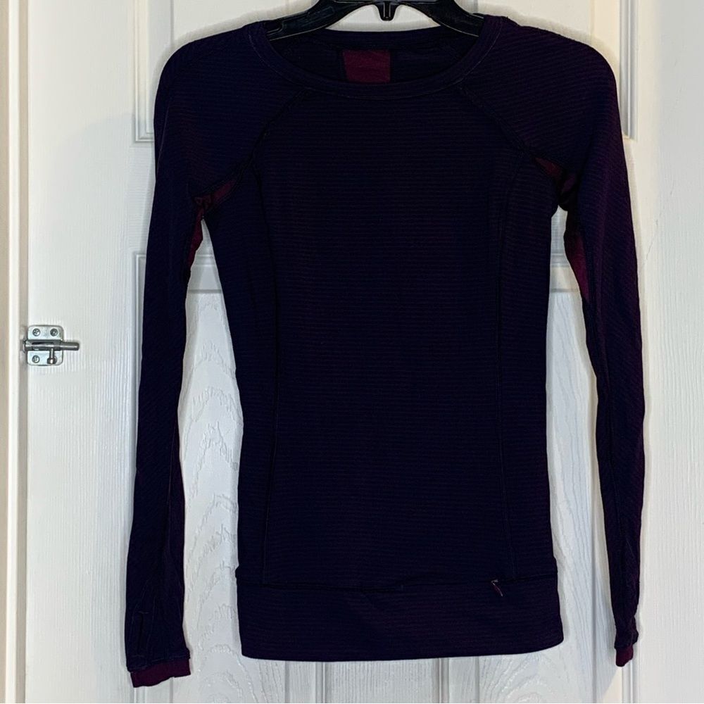 Lululemon Full Tilt Long Sleeve Hyper Stripe Plum Size 2